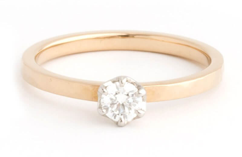 K18 champagne gold handmade engagement ring