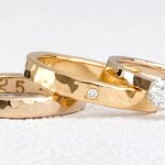 Hammered Texture Wedding Bands and Engagement Ring