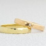 K18ライムゴールドとピンクゴールドの手作り結婚指輪