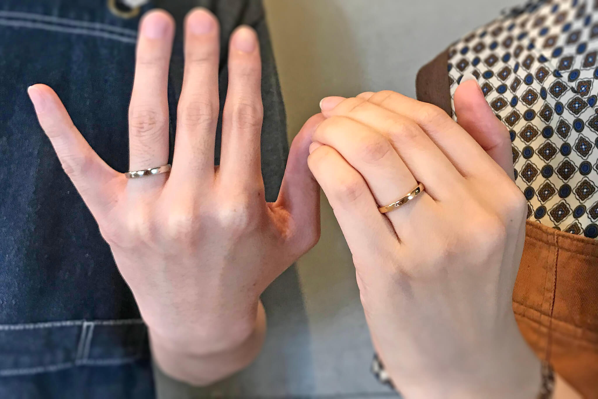 お客様の声】K18イエローゴールドとプラチナ950の結婚指輪 | MITUBACI
