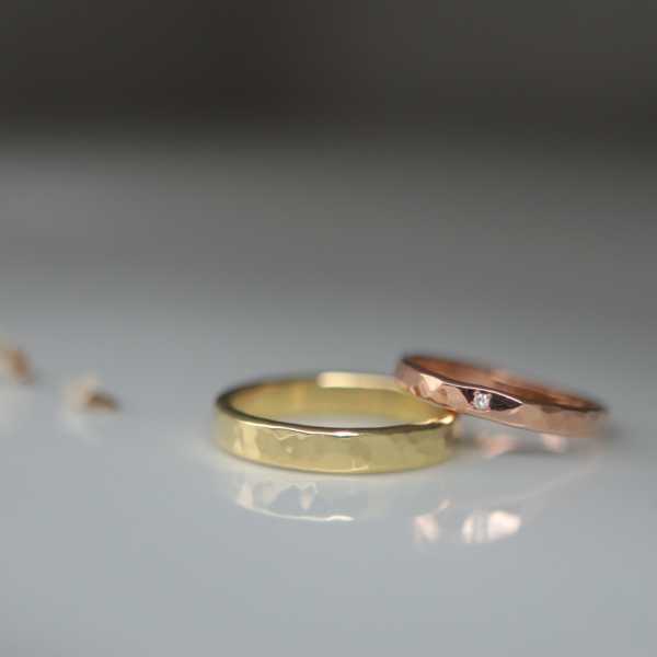 18k Lime Gold and 18k Rose Gold Wedding Bands