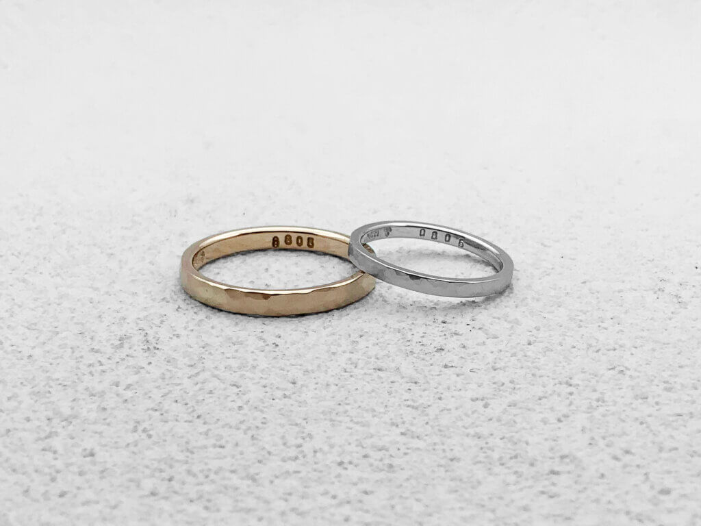 Hammered wedding band made of your favorite material