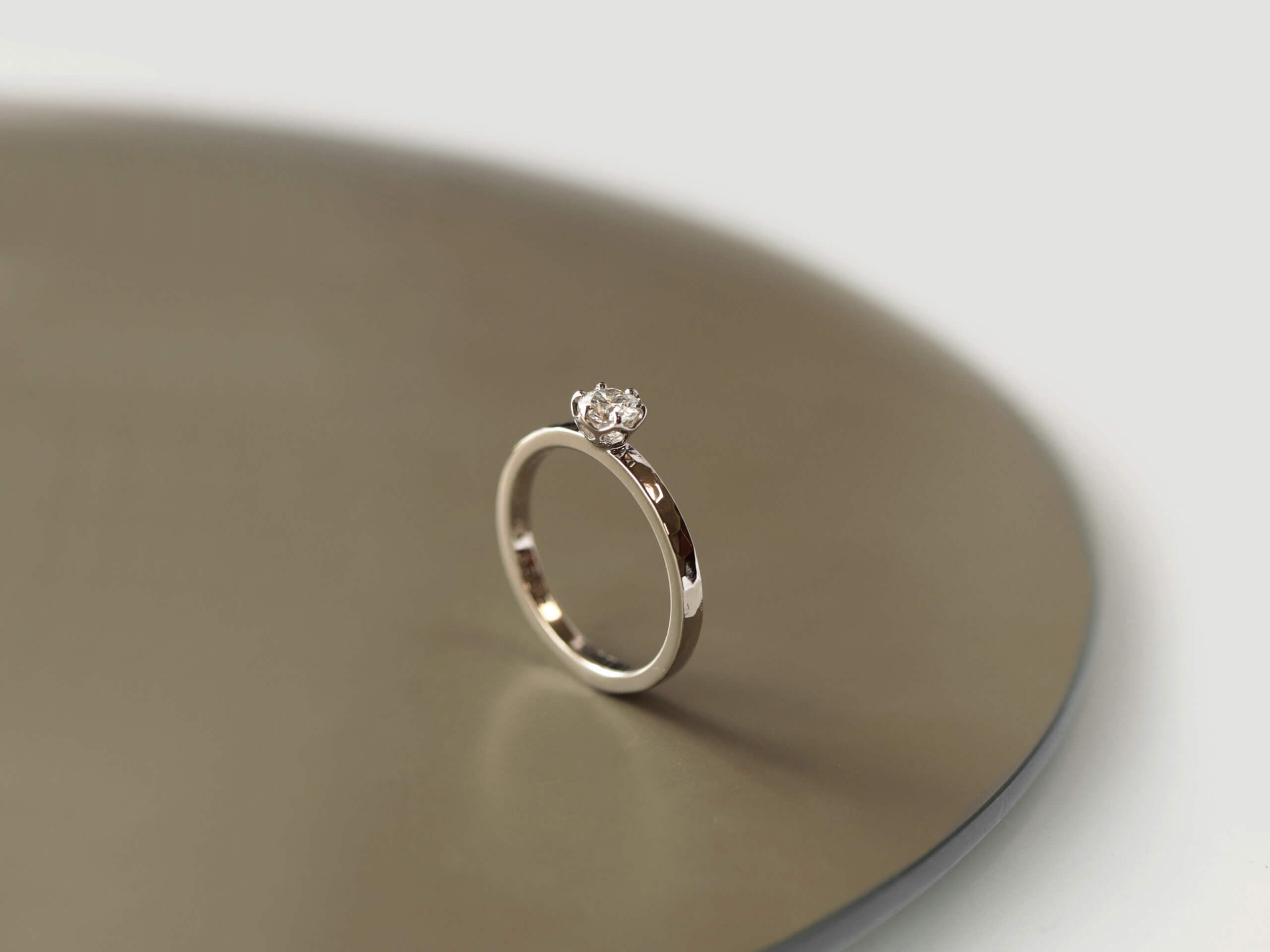 Champagne gold with hammered texture engagement ring | Example of ...