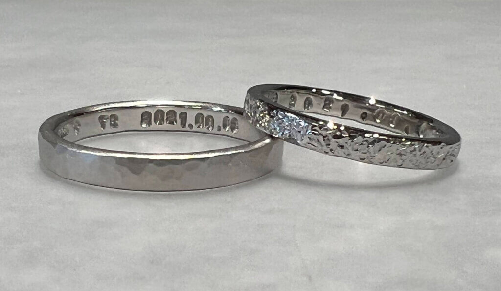 Handmade wedding rings made by matching materials and with your favorite finish.