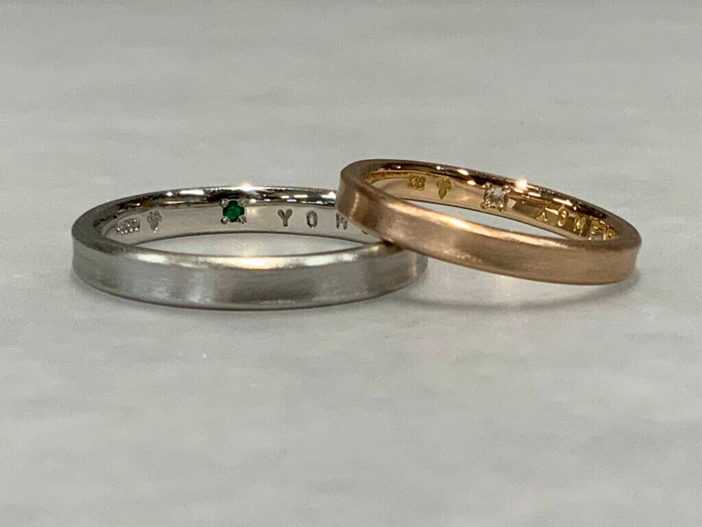 Frosted lathe-turned handmade wedding band