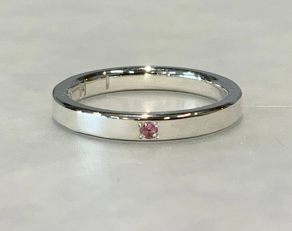 Sparkling handmade silver ring with pink tourmaline birthstone