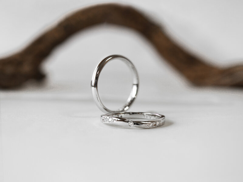ツイスト+ダイヤモンド　プラチナの手作り結婚指輪