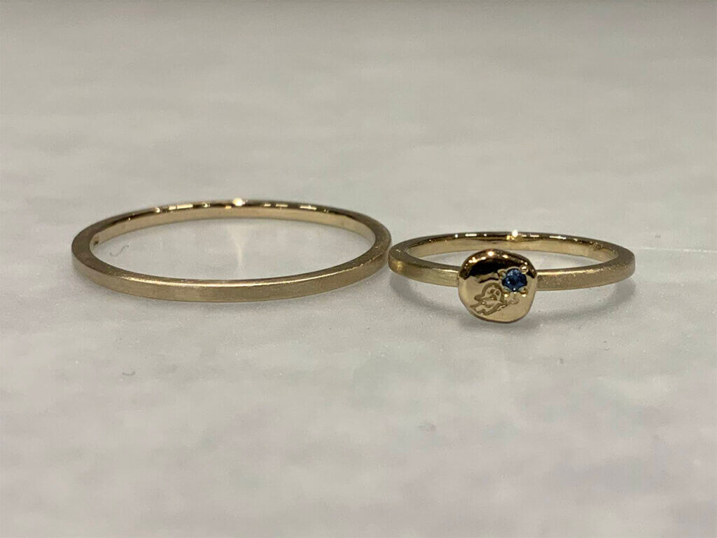 Signet + Blue Sapphire Layered ring for layering