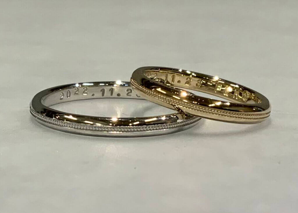 Elegant handmade wedding band with small milling and lathing