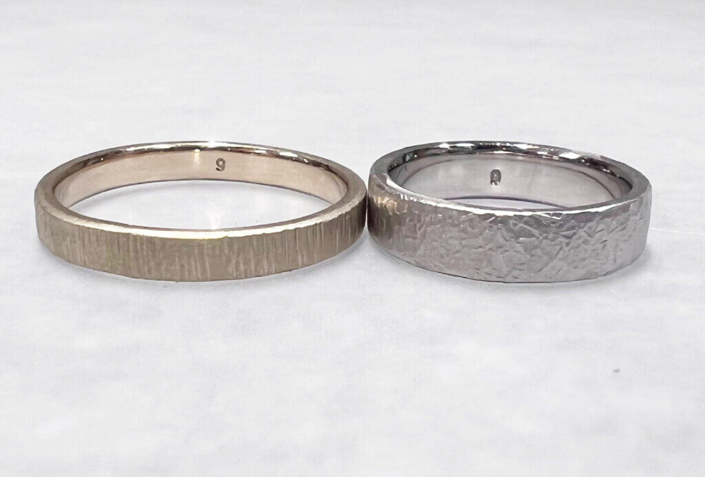 Handmade wedding band with matted wide ring