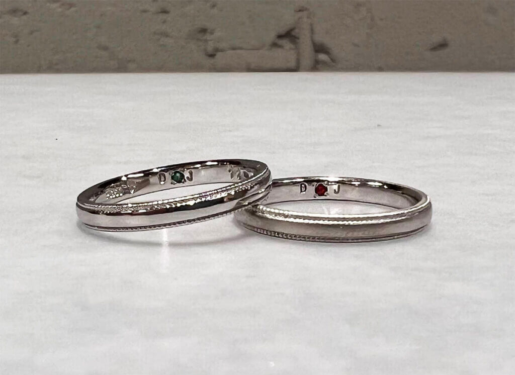 Milled handmade wedding rings, glossy and matte finish